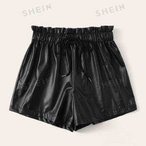 NWOT SHEIN Drawstring Paperbag Waist PU Shorts